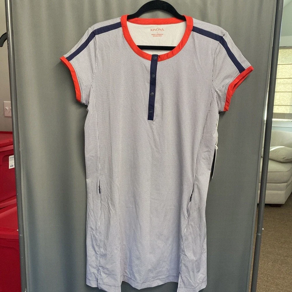 KINONA APPROACH SHOT SHORTSLEEVE GOLF DRESS - WORKIN IT STRIPE (b34.5) - Picture 6 of 8